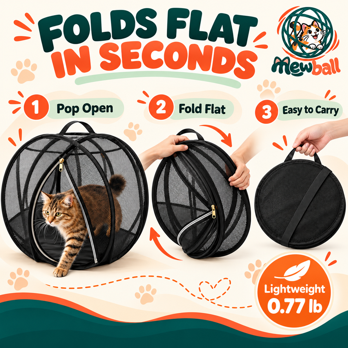 Close-up of breathable mesh and frame on Mewball cat playpen