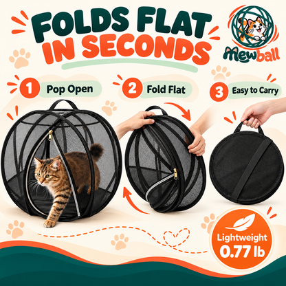 Close-up of breathable mesh and frame on Mewball cat playpen