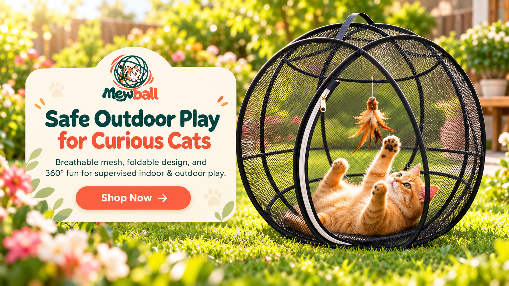 Outdoor Cat Enclosure & Foldable Cat Playpen | Mewball